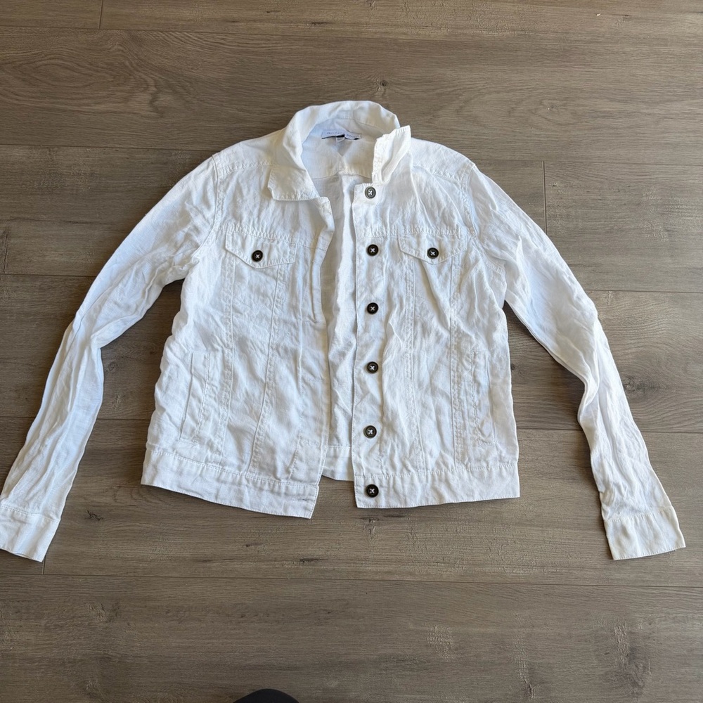 Michael Stars Jean Linen Jacket - white - size XS - Picture 4 of 8